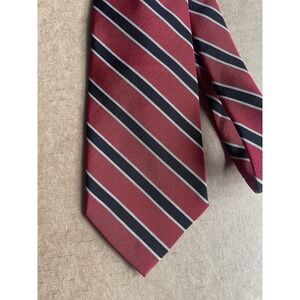 VINTAGE Brooks Brothers STRIPED Red/White/Black Tie Irish Poplin Made In Ireland